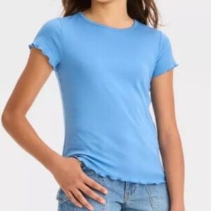 Target girls art class lettuce edge short sleeved tee blue size m size 8